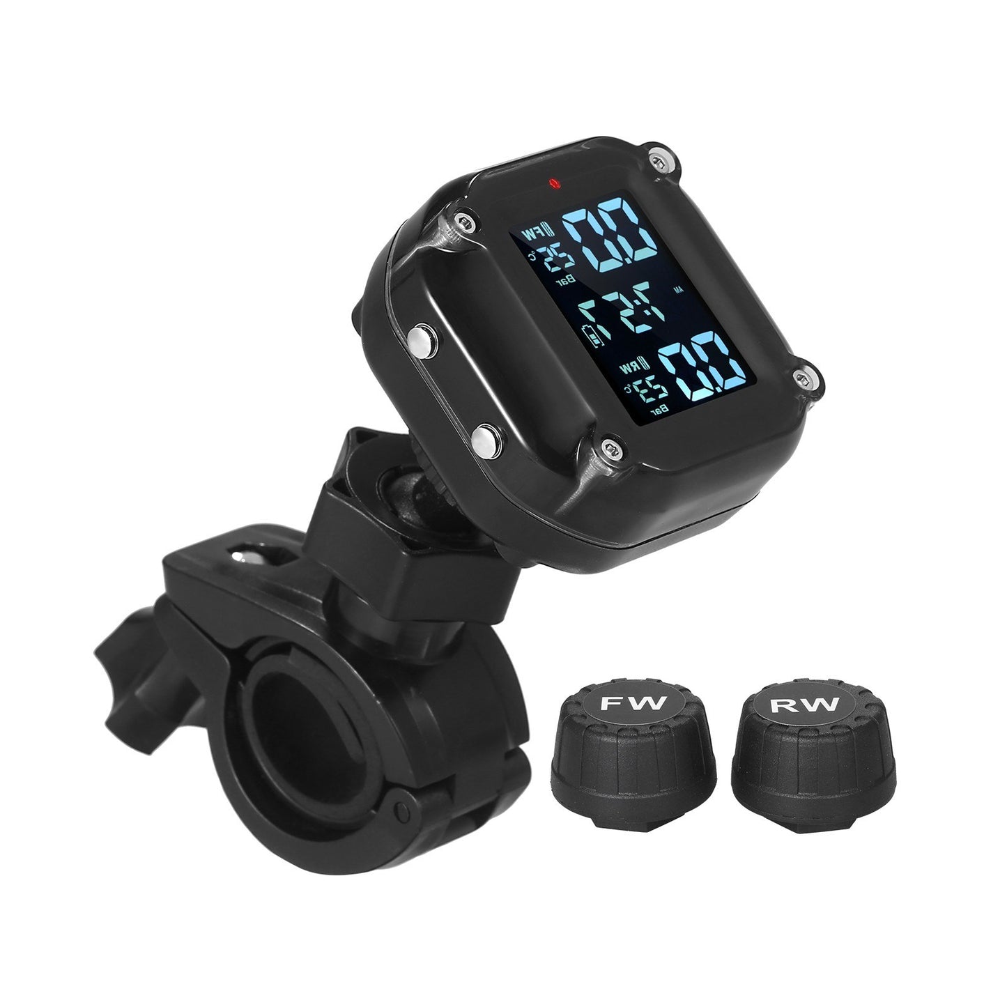Wireless Waterproof Motorcycle TPMS with Magnetic Charging, 7 Alarm Modes, and 2 External Sensors