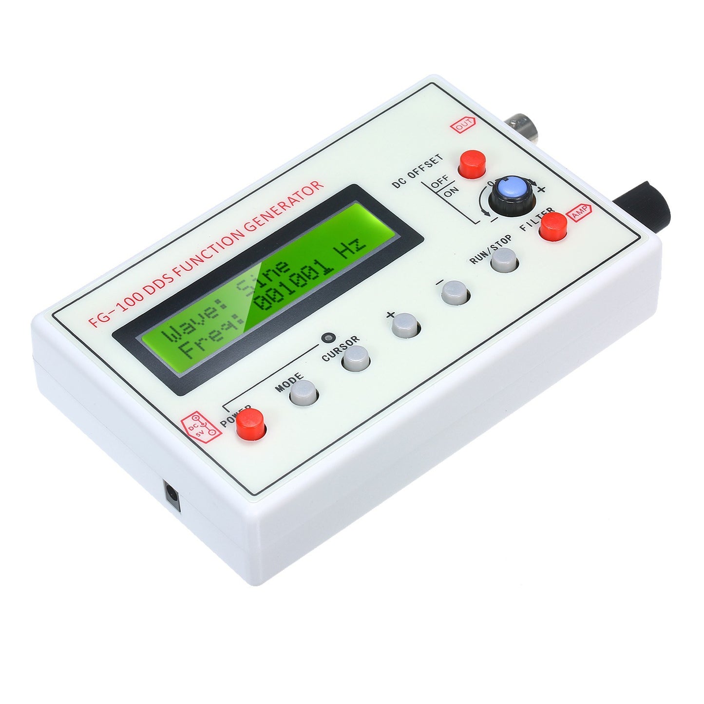 FG-100 DDS Signal Generator: 1Hz-500kHz Sine, Triangle, Square, Sawtooth, ECG Waveforms & Frequency Counter Module