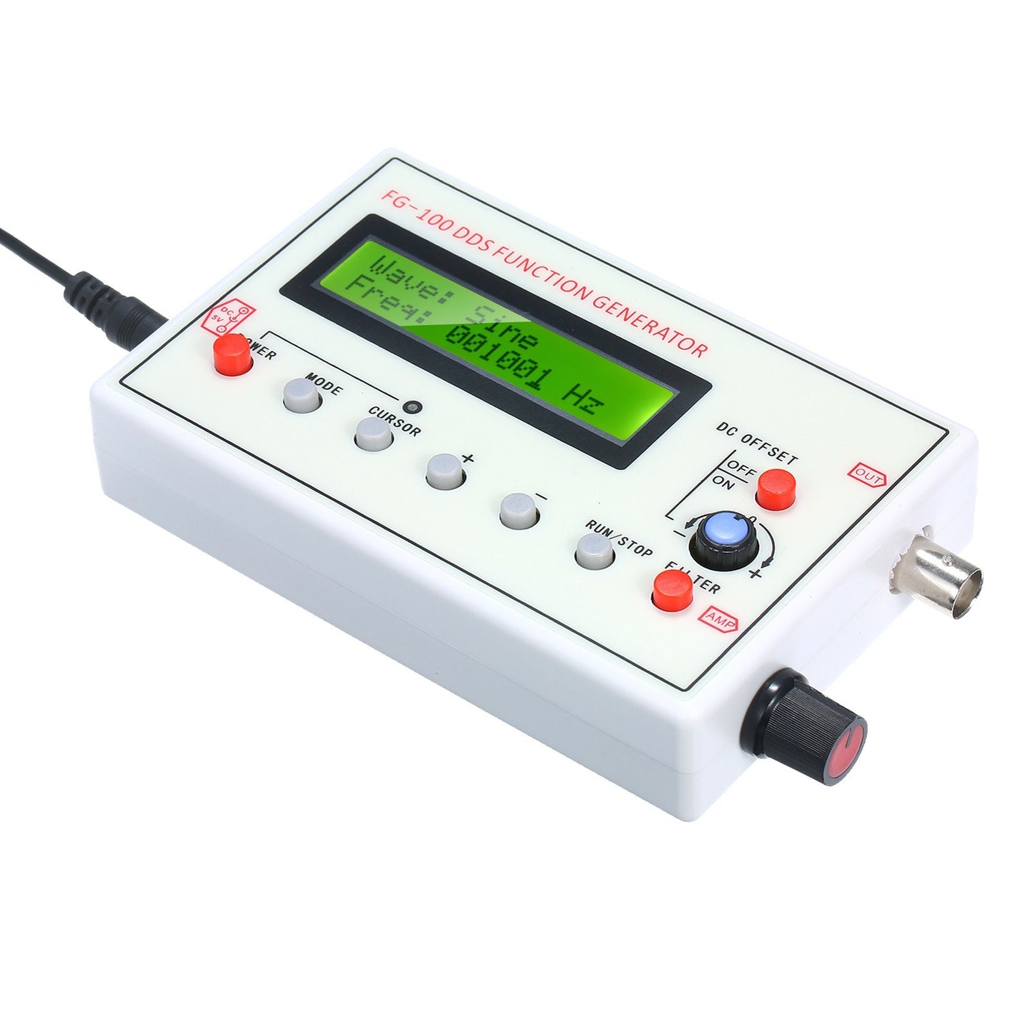 FG-100 DDS Signal Generator: 1Hz-500kHz Sine, Triangle, Square, Sawtooth, ECG Waveforms & Frequency Counter Module
