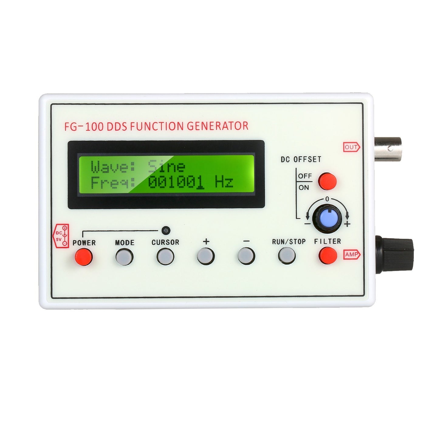 FG-100 DDS Signal Generator: 1Hz-500kHz Sine, Triangle, Square, Sawtooth, ECG Waveforms & Frequency Counter Module