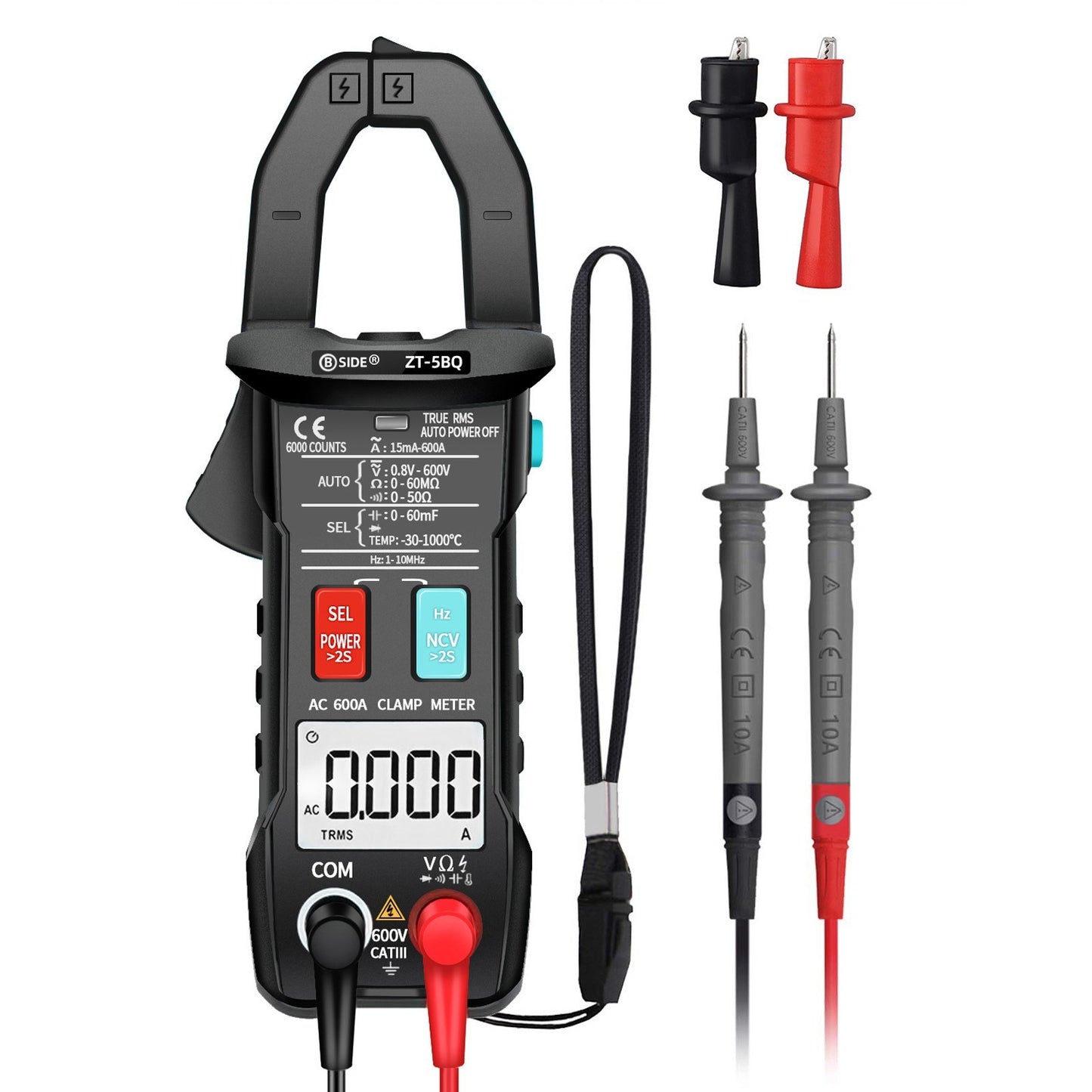 BSIDE ZT-5BQ 6000 Counts True RMS Digital Clamp Meter with BT and NCV Function