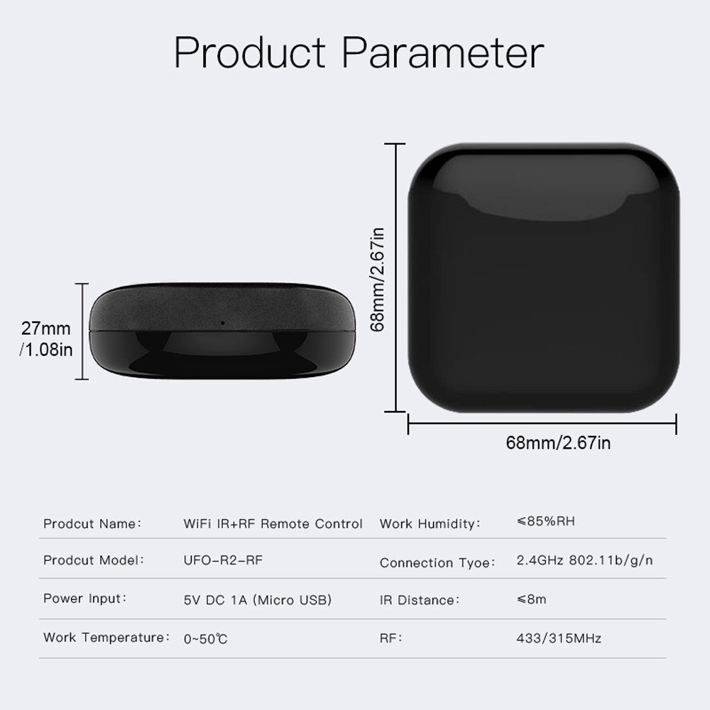 Universal WiFi IR RF Smart Remote Controller - Voice Control Compatible with Tuya & Alexa for Intelligent Home