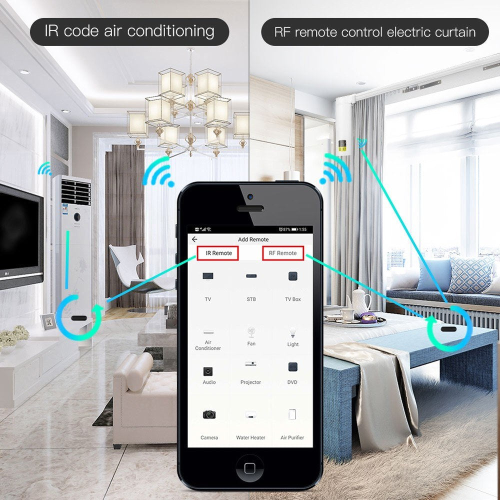 Universal WiFi IR RF Smart Remote Controller - Voice Control Compatible with Tuya & Alexa for Intelligent Home