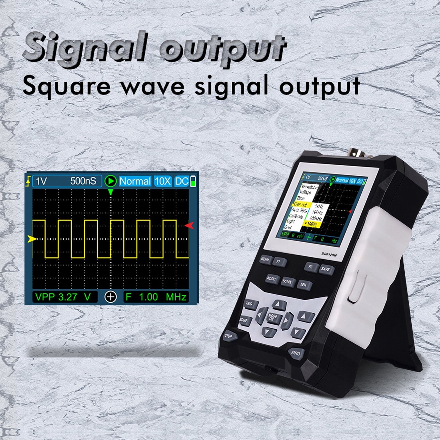 KKmoon DS0120M 120MHz 2.4 TFT Color Screen Digital Oscilloscope, 320x240 Resolution, 500MSa/s Sampling, Backlit Waveform Storage