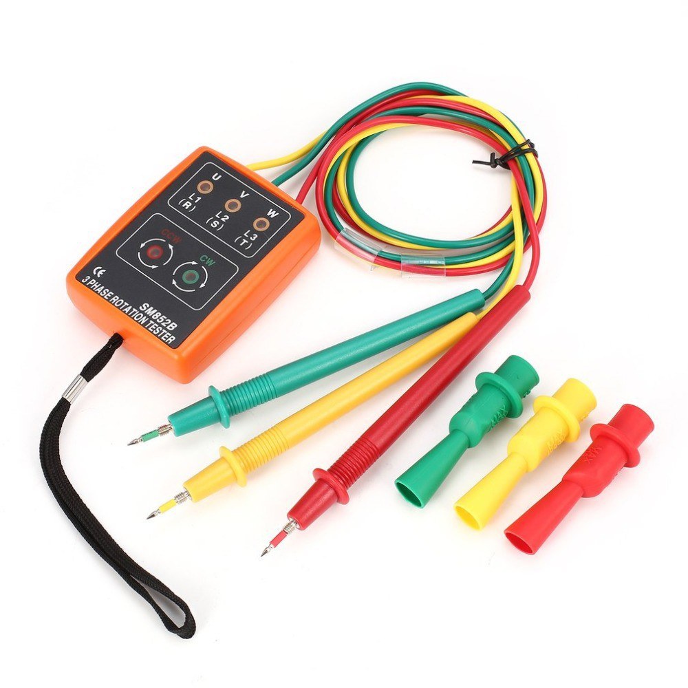 3-Phase Rotation Tester SM852B - Digital Phase Indicator & Sequence Meter with LED & Buzzer