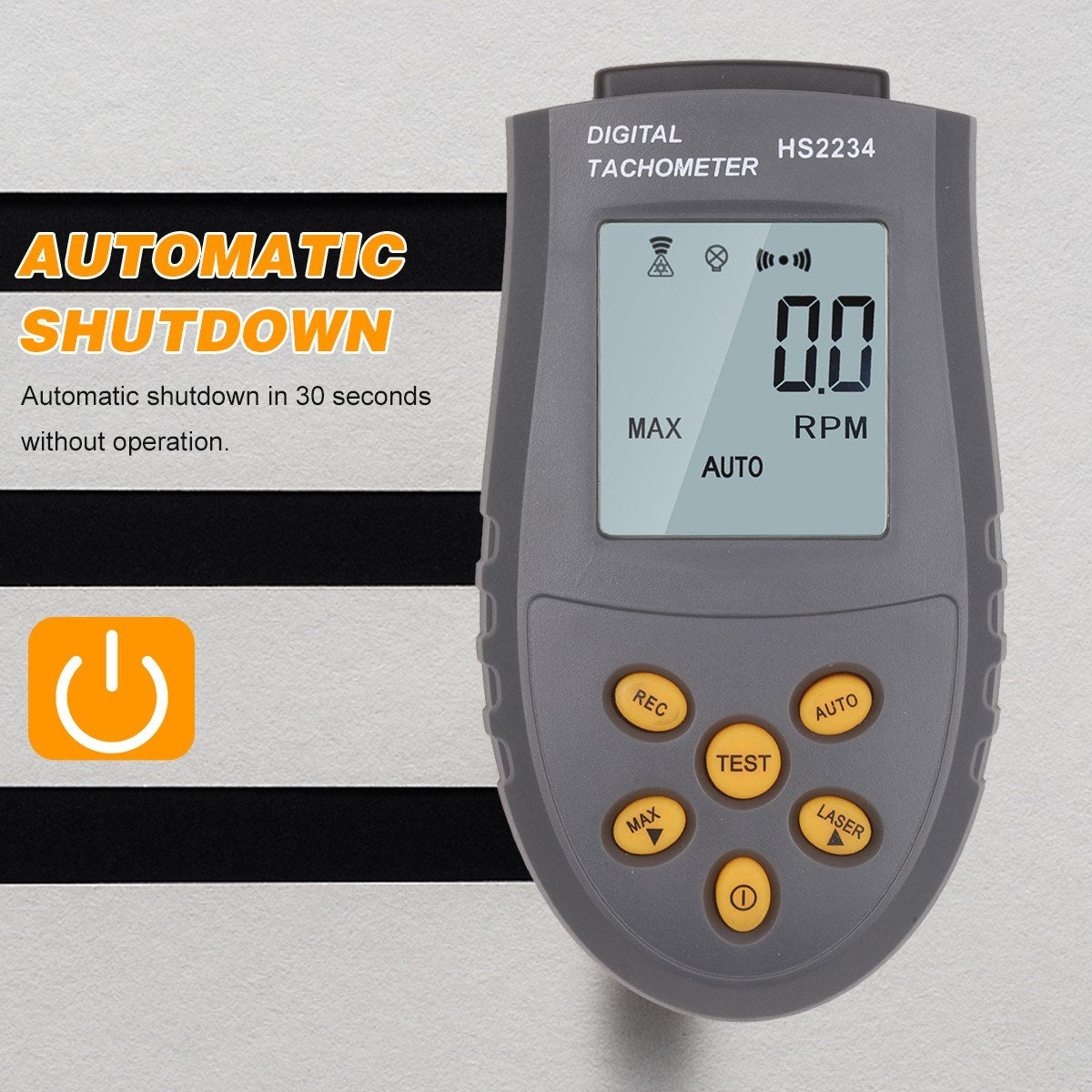High-Precision Portable Laser Digital Tachometer with LCD Backlight Display and Automatic/Manual Speed Measurement