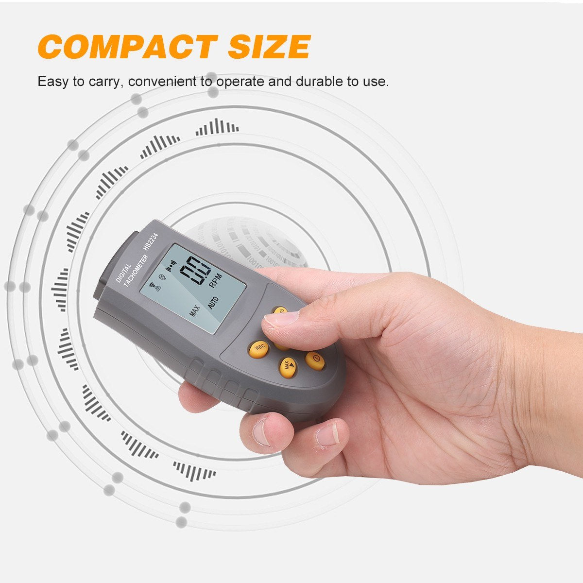 High-Precision Portable Laser Digital Tachometer with LCD Backlight Display and Automatic/Manual Speed Measurement