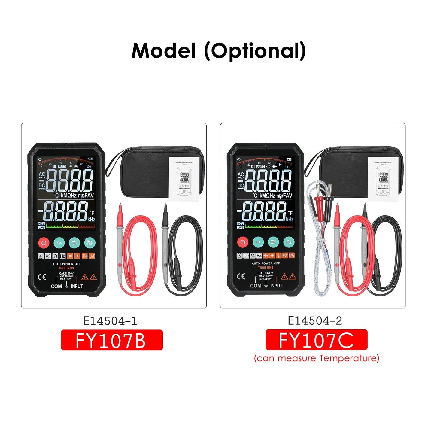 Palm-Size 3.3 LCD Digital Multimeter, 6000 Counts True RMS Universal Meter, Super Slim Design