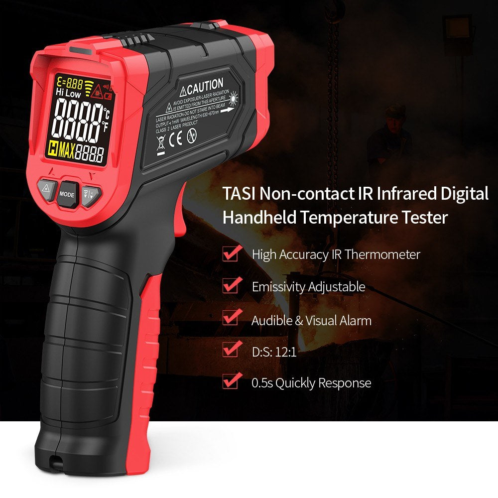 Digital Handheld IR Thermometer - Non-contact Infrared Temperature Tester, 12:1 Pyrometer, LCD Display, -50 to 880℃ (-58 to 1616℉), Centigrade & Fahrenheit