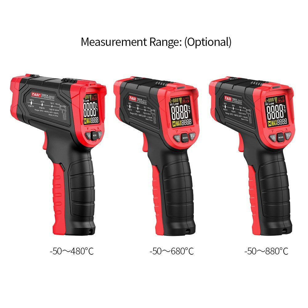 Digital Handheld IR Thermometer - Non-contact Infrared Temperature Tester, 12:1 Pyrometer, LCD Display, -50 to 880℃ (-58 to 1616℉), Centigrade & Fahrenheit