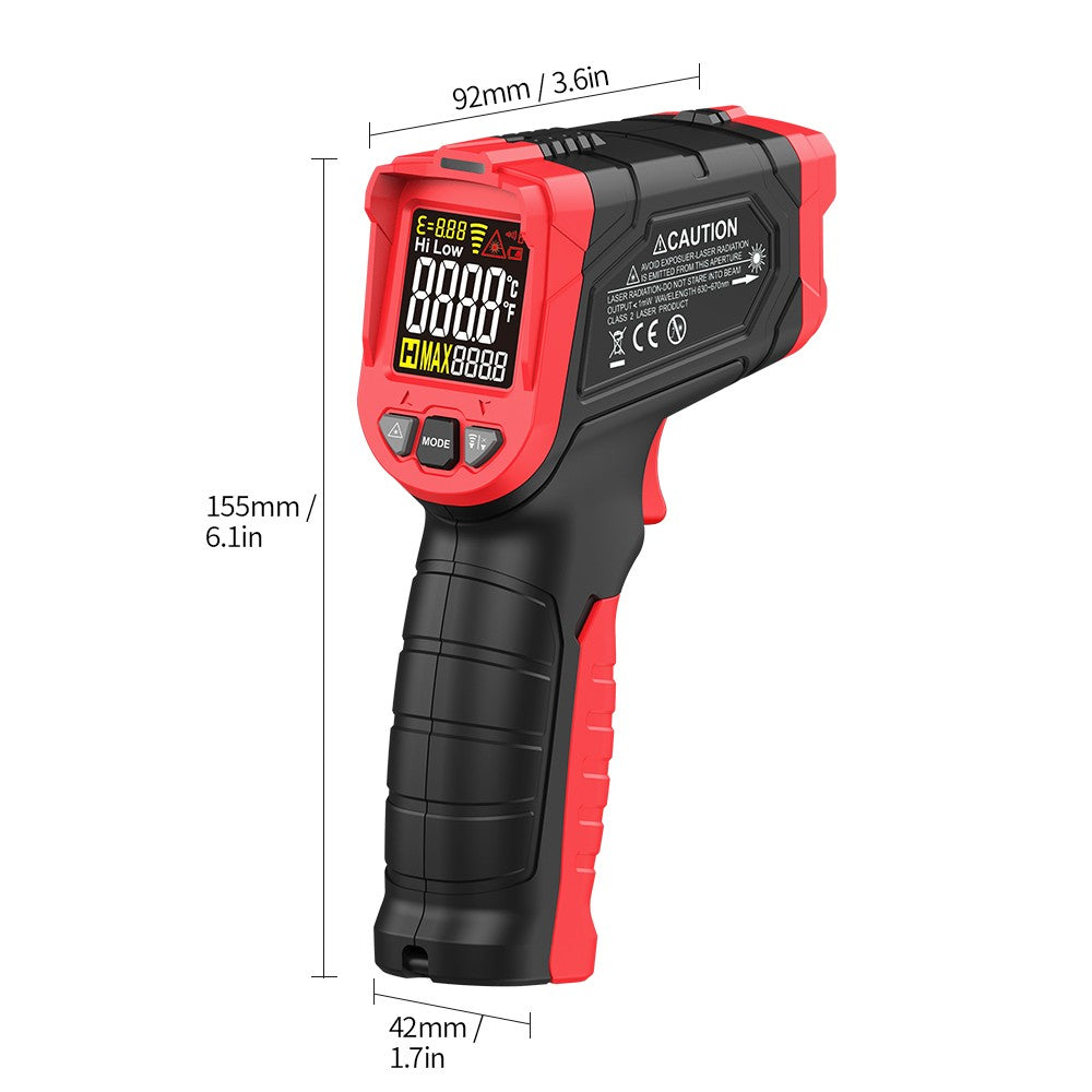 Digital Handheld IR Thermometer - Non-contact Infrared Temperature Tester, 12:1 Pyrometer, LCD Display, -50 to 880℃ (-58 to 1616℉), Centigrade & Fahrenheit