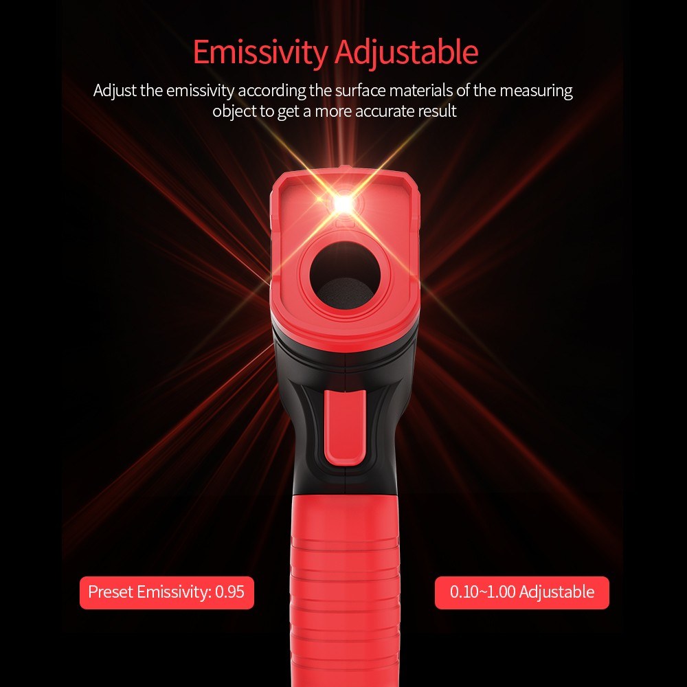 Digital Handheld IR Thermometer - Non-contact Infrared Temperature Tester, 12:1 Pyrometer, LCD Display, -50 to 880℃ (-58 to 1616℉), Centigrade & Fahrenheit