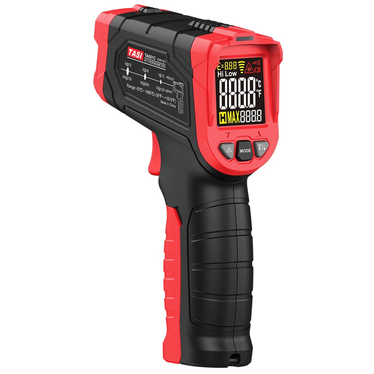 Digital Handheld IR Thermometer - Non-contact Infrared Temperature Tester, 12:1 Pyrometer, LCD Display, -50 to 880℃ (-58 to 1616℉), Centigrade & Fahrenheit