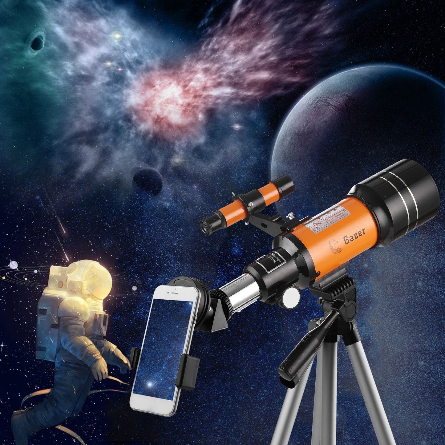 70mm High Power Refractor Telescope with Tripod, Moon Filter & 3X Barlow Lens for Star Gazing, Bird Watching & Camping