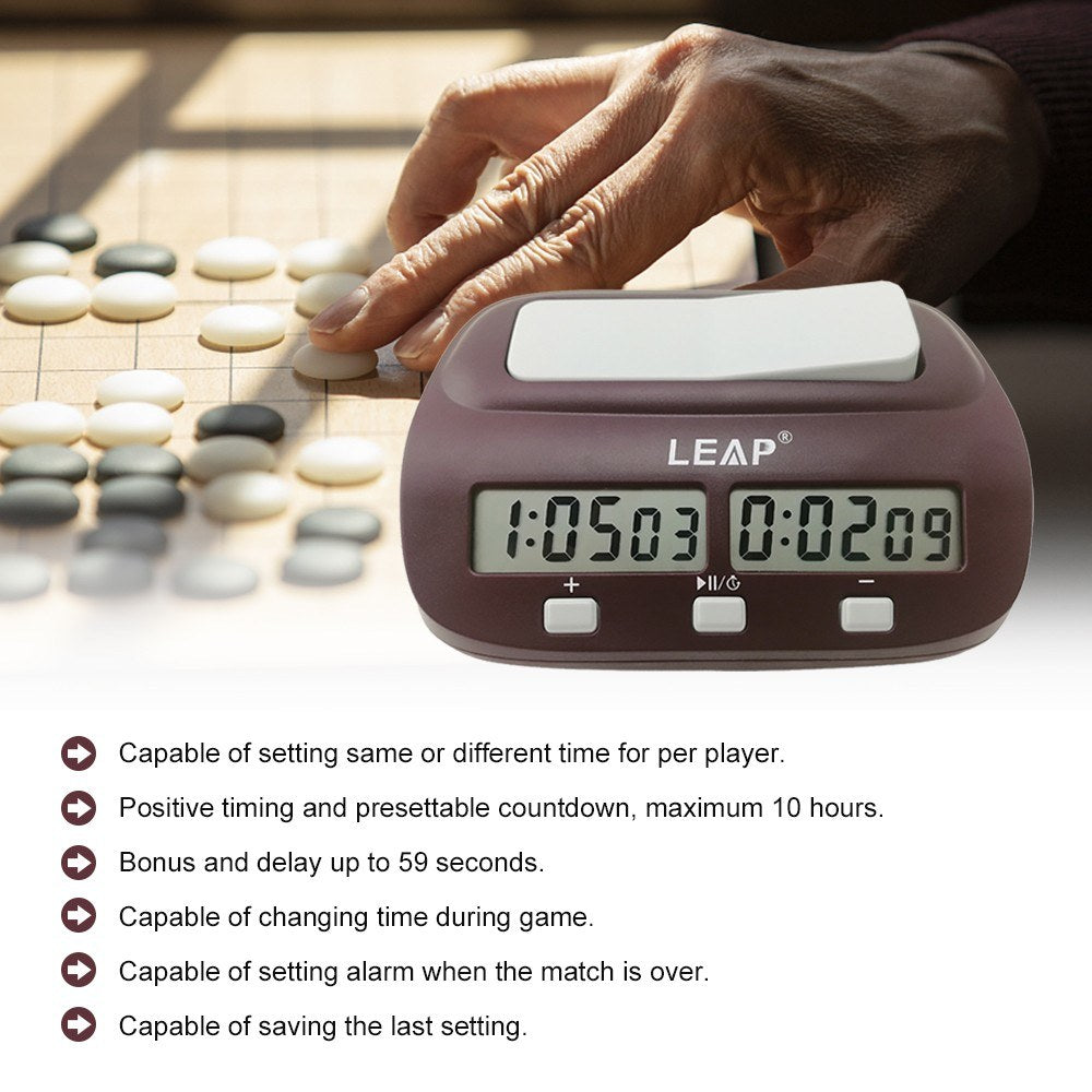 Digital Chess Timer with Alarm for Professional Tournament and Board Games
