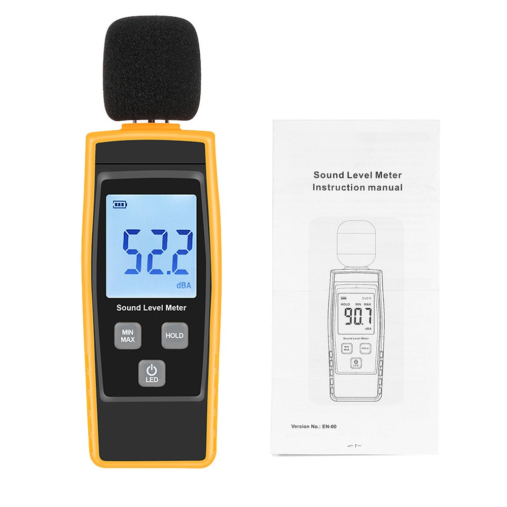 Digital Sound Level Meter 30-130dBA Noise Measuring Tool with Max/Min/Data Hold LCD Display