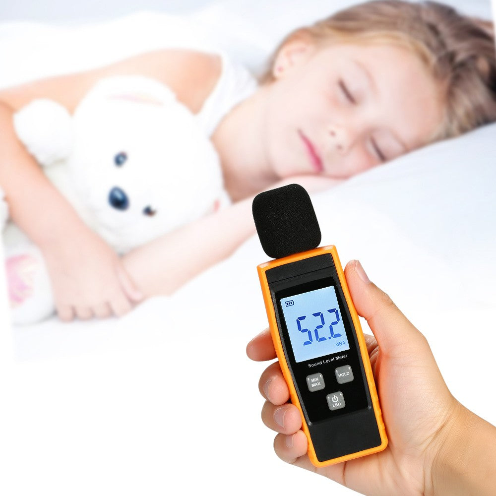 Digital Sound Level Meter 30-130dBA Noise Measuring Tool with Max/Min/Data Hold LCD Display