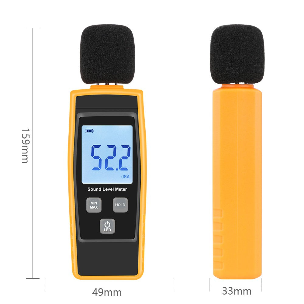 Digital Sound Level Meter 30-130dBA Noise Measuring Tool with Max/Min/Data Hold LCD Display