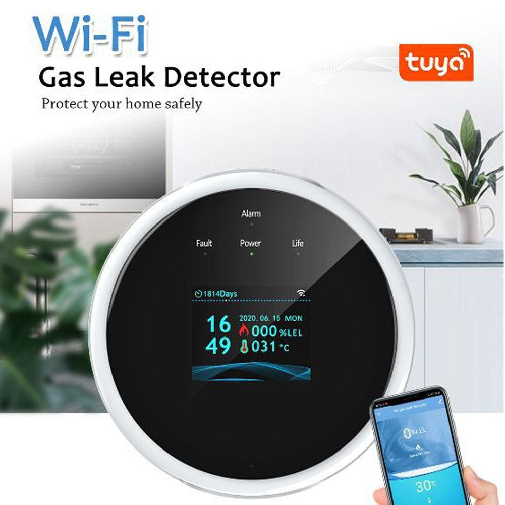 Tuya WiFi Smart Natural Gas Leak Detector, Compatible with Alexa & Google Assistant