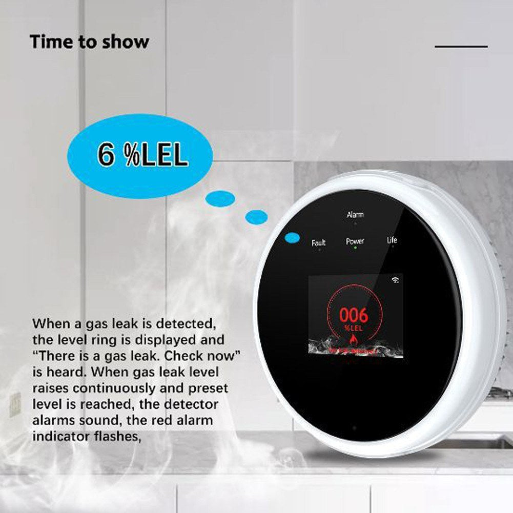 Tuya WiFi Smart Natural Gas Leak Detector, Compatible with Alexa & Google Assistant