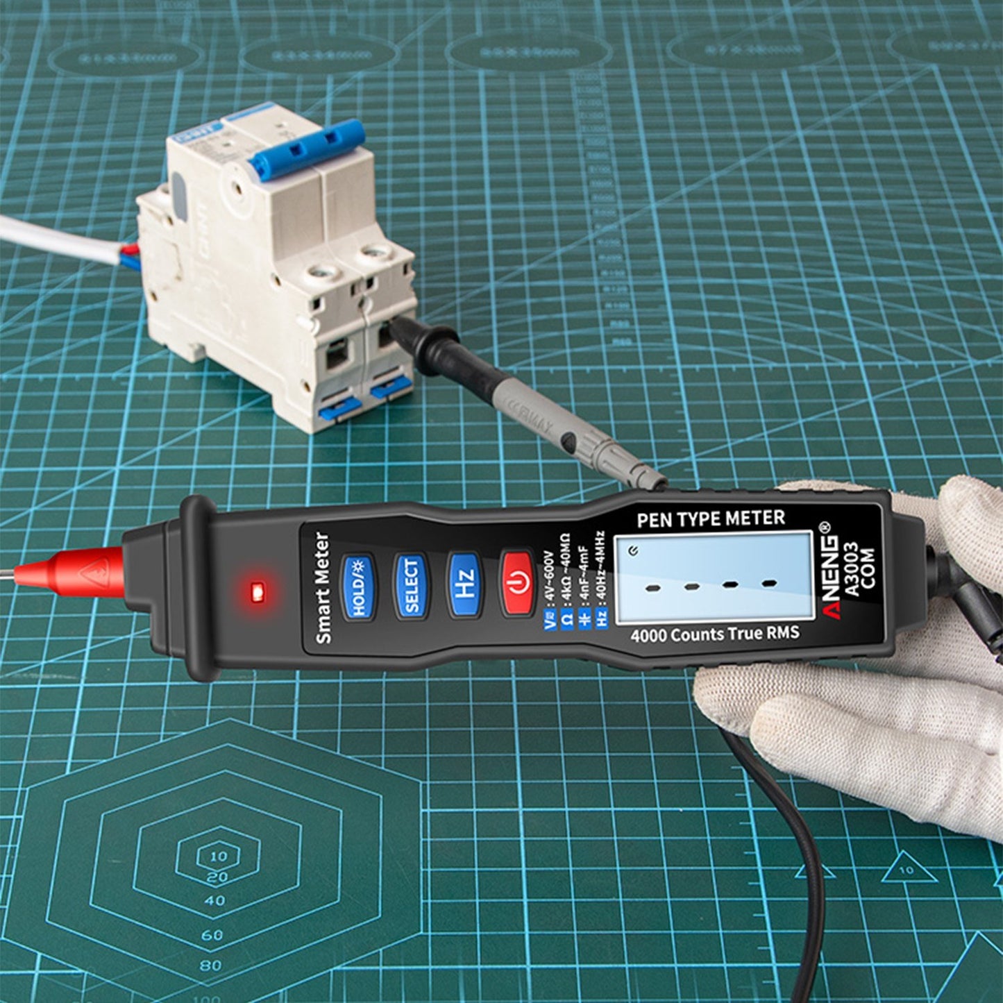 ANENG Handheld Digital Pen Multimeter, 4000 Counts LCD with NCV, AC/DC Voltmeter, Ohmmeter, Resistance, Capacitance, Frequency Testing, Live Line Detection, Data Hold, and Flashlight