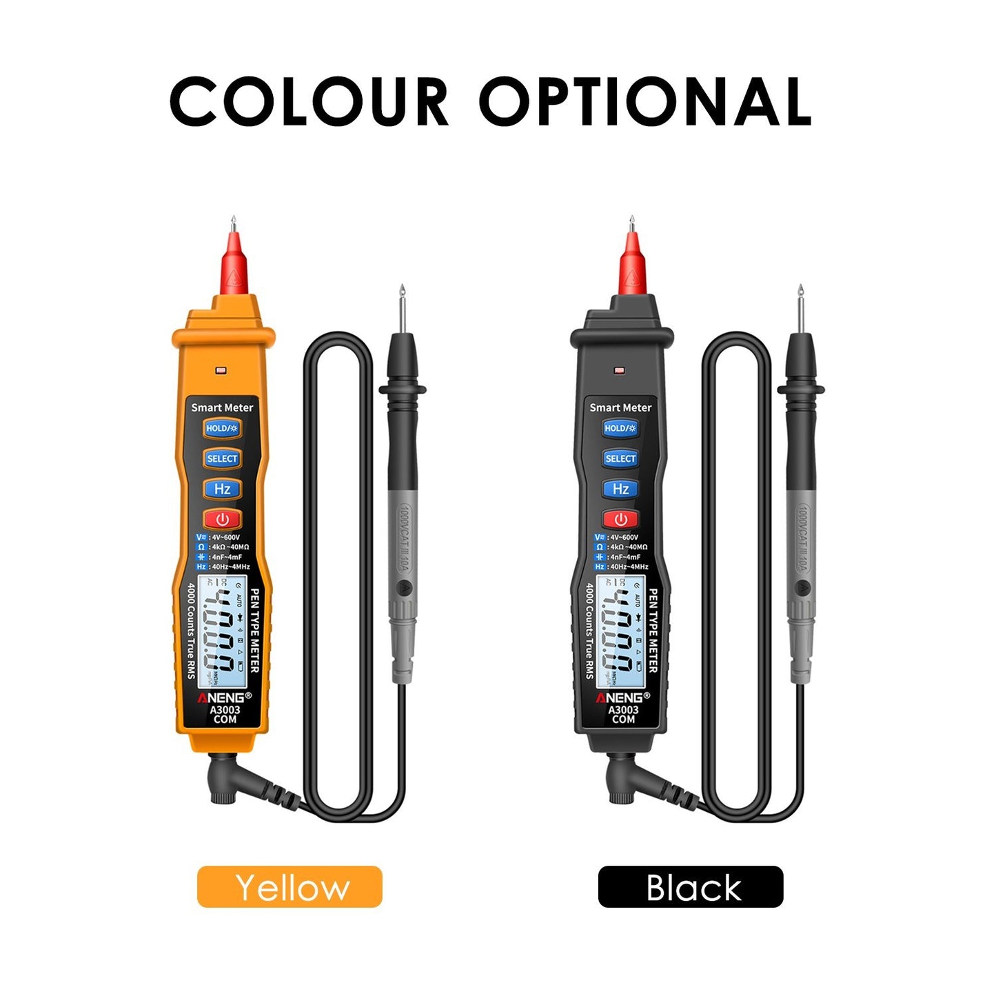 ANENG Handheld Digital Pen Multimeter, 4000 Counts LCD with NCV, AC/DC Voltmeter, Ohmmeter, Resistance, Capacitance, Frequency Testing, Live Line Detection, Data Hold, and Flashlight