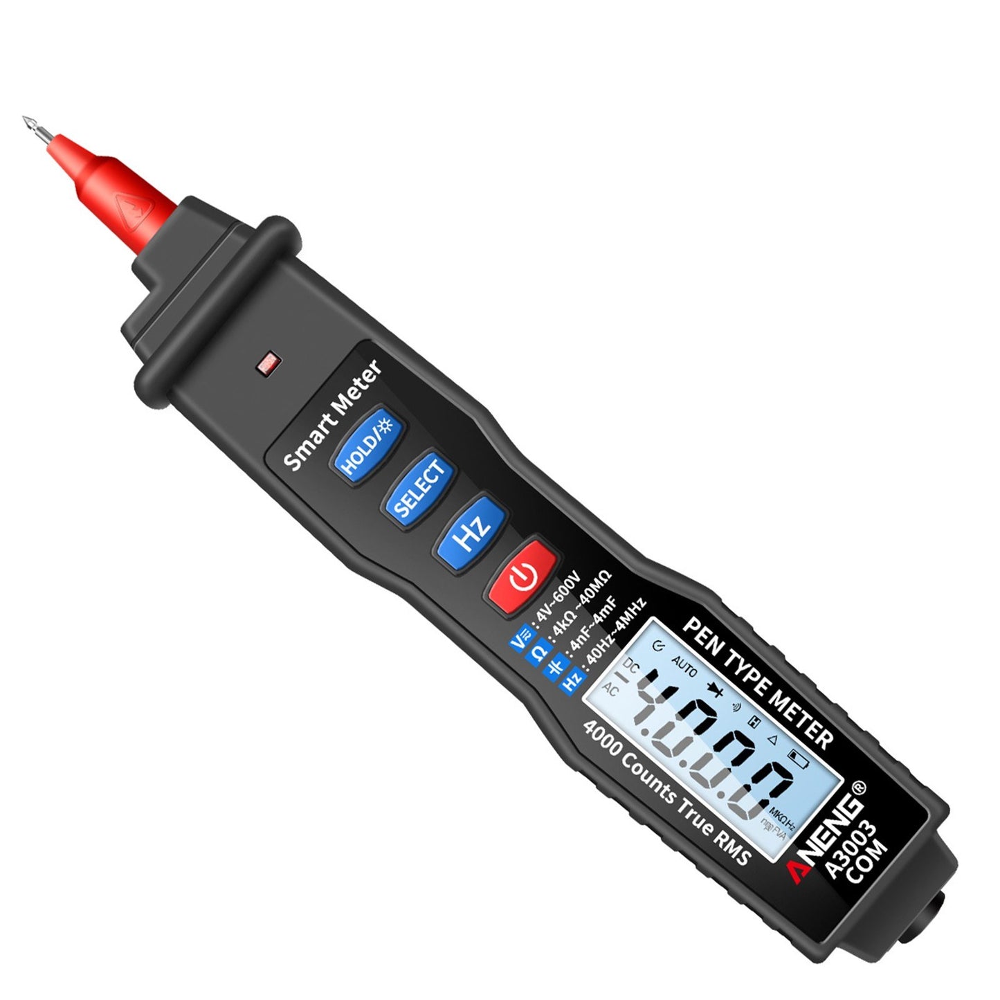 ANENG Handheld Digital Pen Multimeter, 4000 Counts LCD with NCV, AC/DC Voltmeter, Ohmmeter, Resistance, Capacitance, Frequency Testing, Live Line Detection, Data Hold, and Flashlight