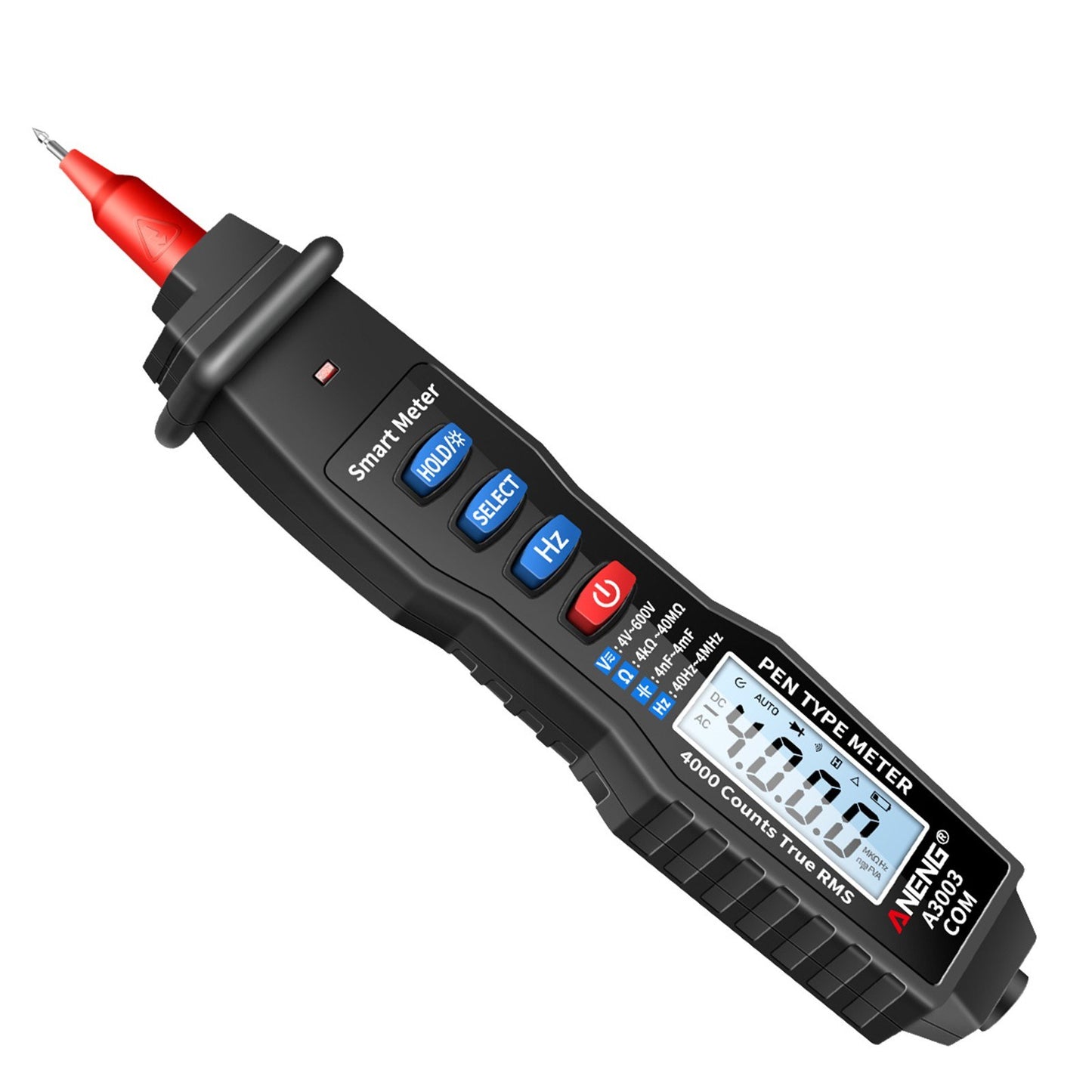ANENG Handheld Digital Pen Multimeter, 4000 Counts LCD with NCV, AC/DC Voltmeter, Ohmmeter, Resistance, Capacitance, Frequency Testing, Live Line Detection, Data Hold, and Flashlight