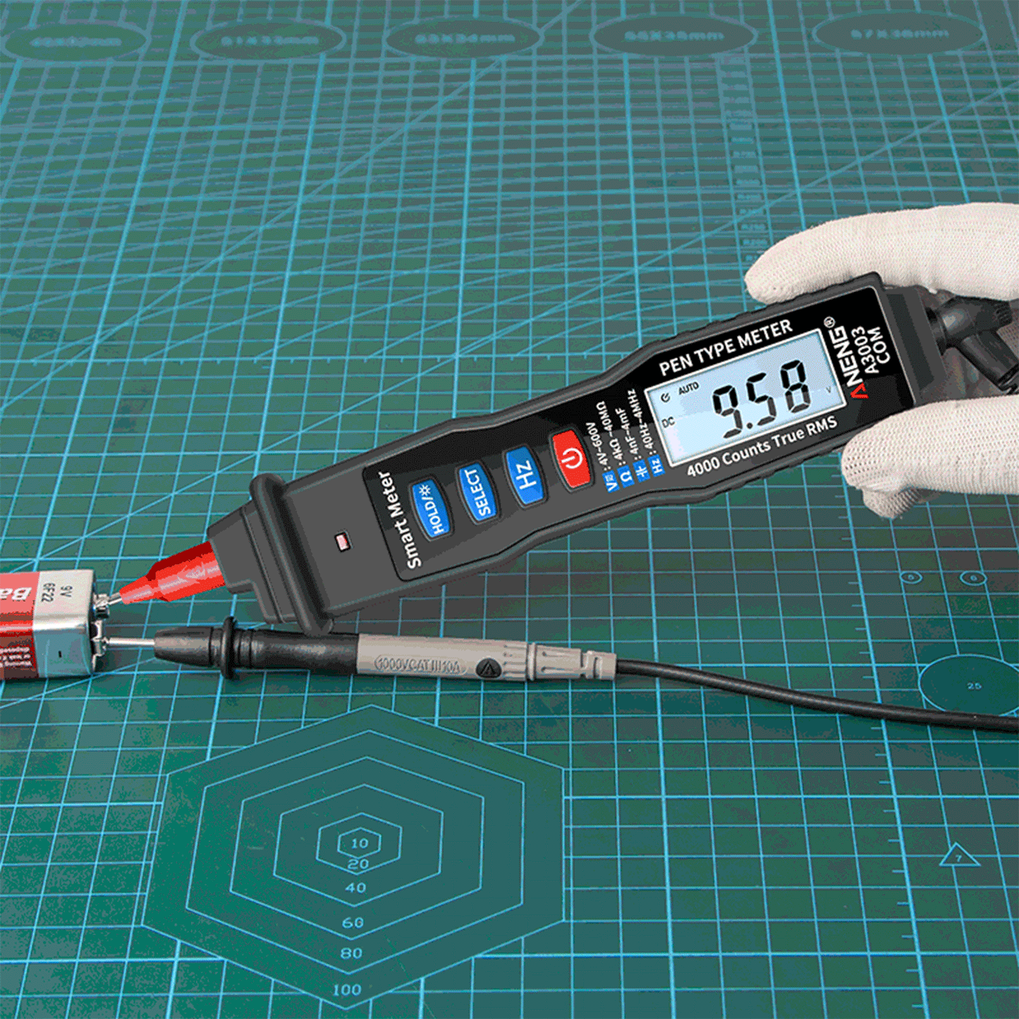 ANENG Handheld Digital Pen Multimeter, 4000 Counts LCD with NCV, AC/DC Voltmeter, Ohmmeter, Resistance, Capacitance, Frequency Testing, Live Line Detection, Data Hold, and Flashlight