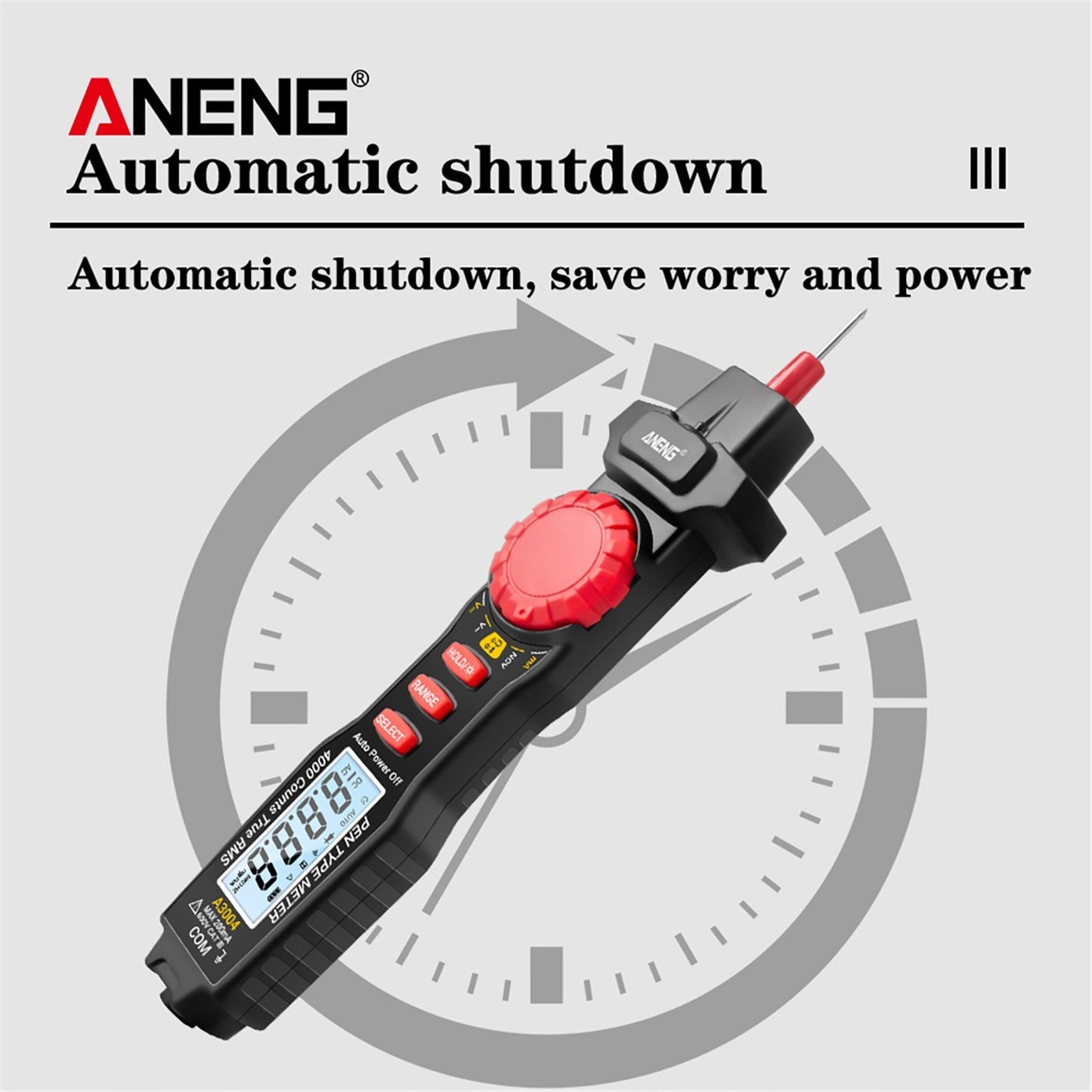 ANENG A3004 Digital Pen Multimeter with Auto Range NCV, Volt/Amp/Ohm Meter, Capacitance & Diode Test, Continuity Alarm, Backlit LCD, Data Hold, Flashlight
