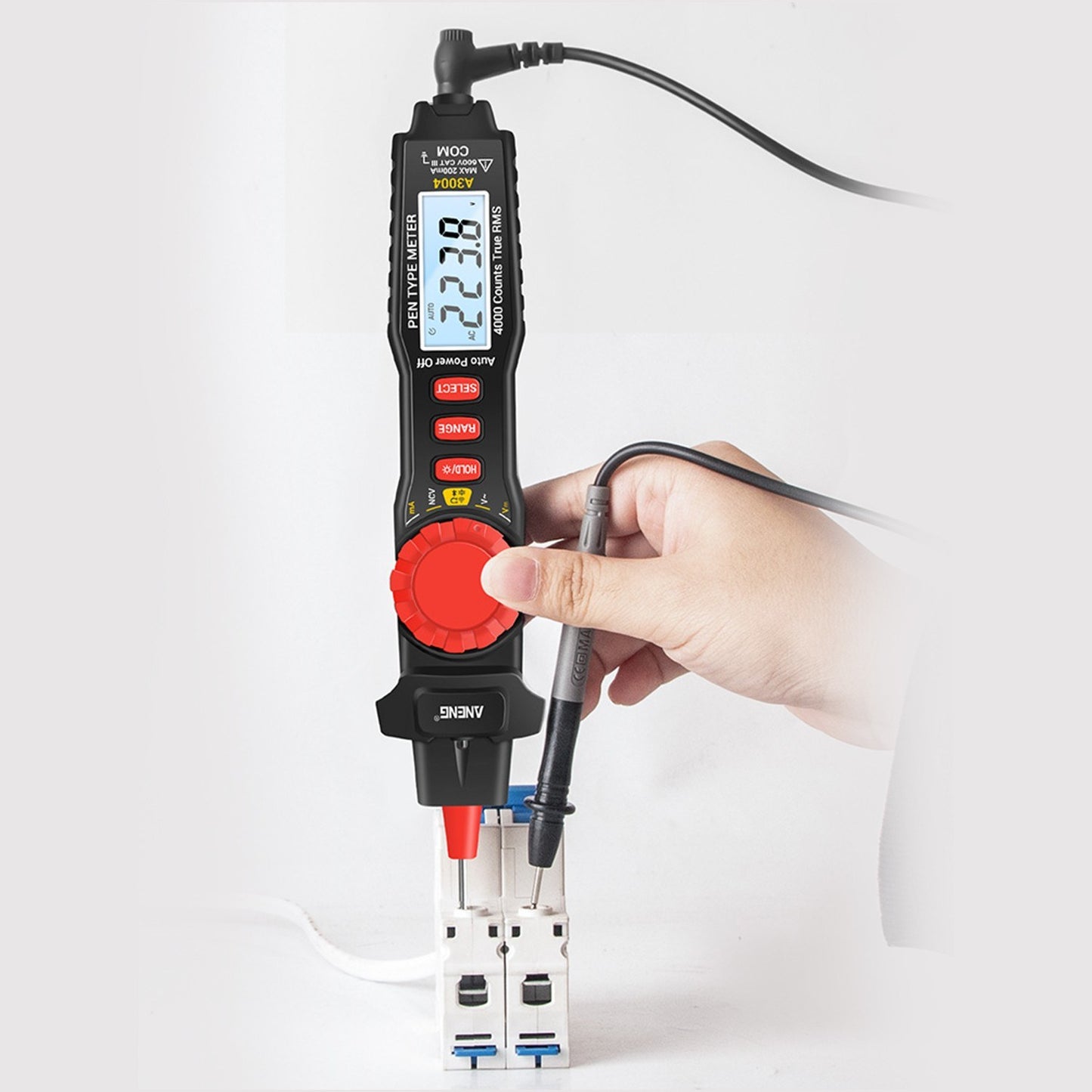 ANENG A3004 Digital Pen Multimeter with Auto Range NCV, Volt/Amp/Ohm Meter, Capacitance & Diode Test, Continuity Alarm, Backlit LCD, Data Hold, Flashlight