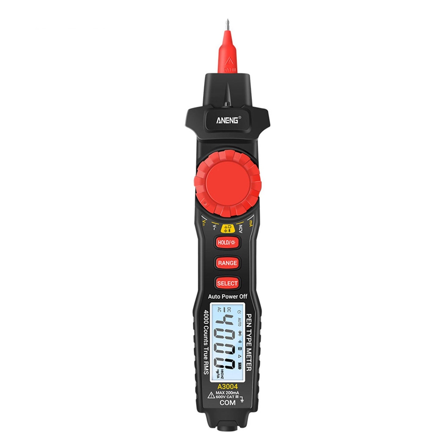 ANENG A3004 Digital Pen Multimeter with Auto Range NCV, Volt/Amp/Ohm Meter, Capacitance & Diode Test, Continuity Alarm, Backlit LCD, Data Hold, Flashlight