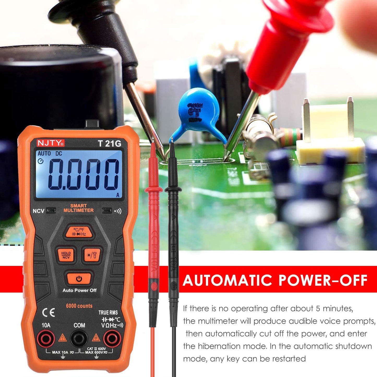 Mini Smart Multimeter 6000 Counts True RMS Universal Meter NJTY T21G