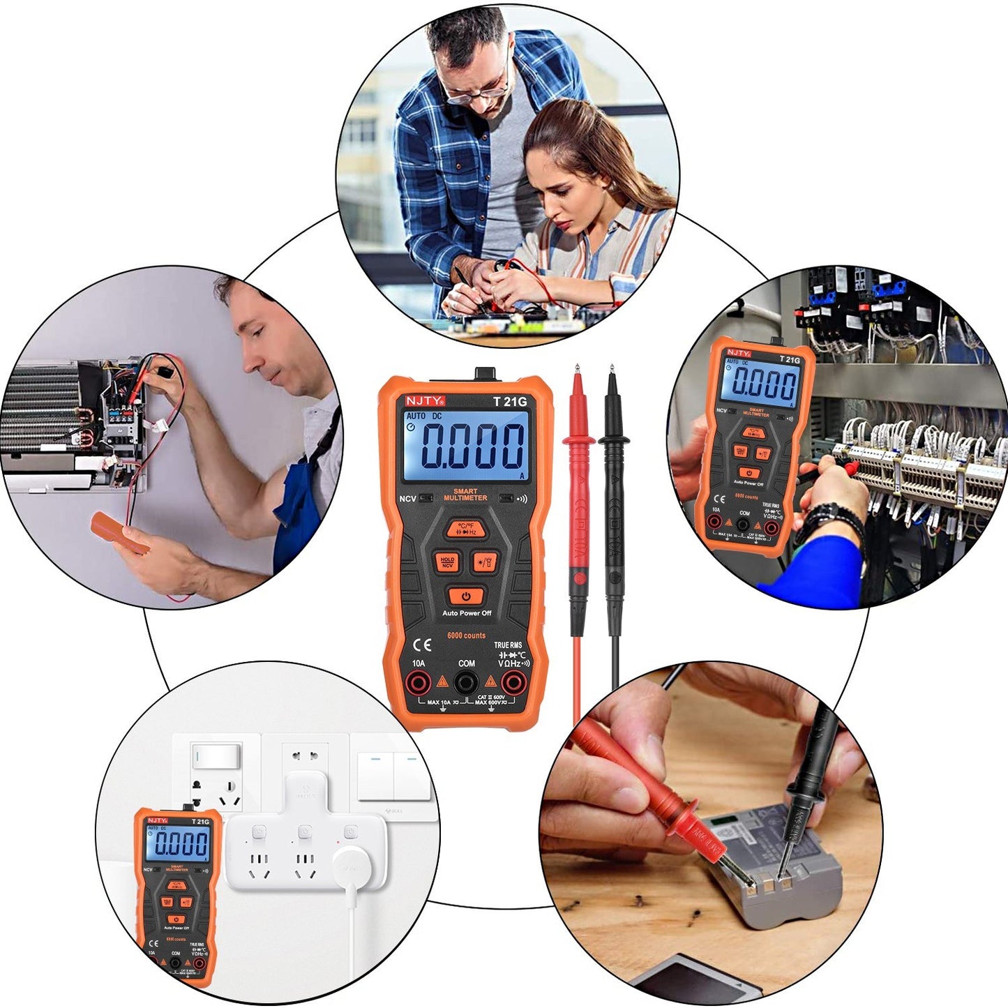 Mini Smart Multimeter 6000 Counts True RMS Universal Meter NJTY T21G