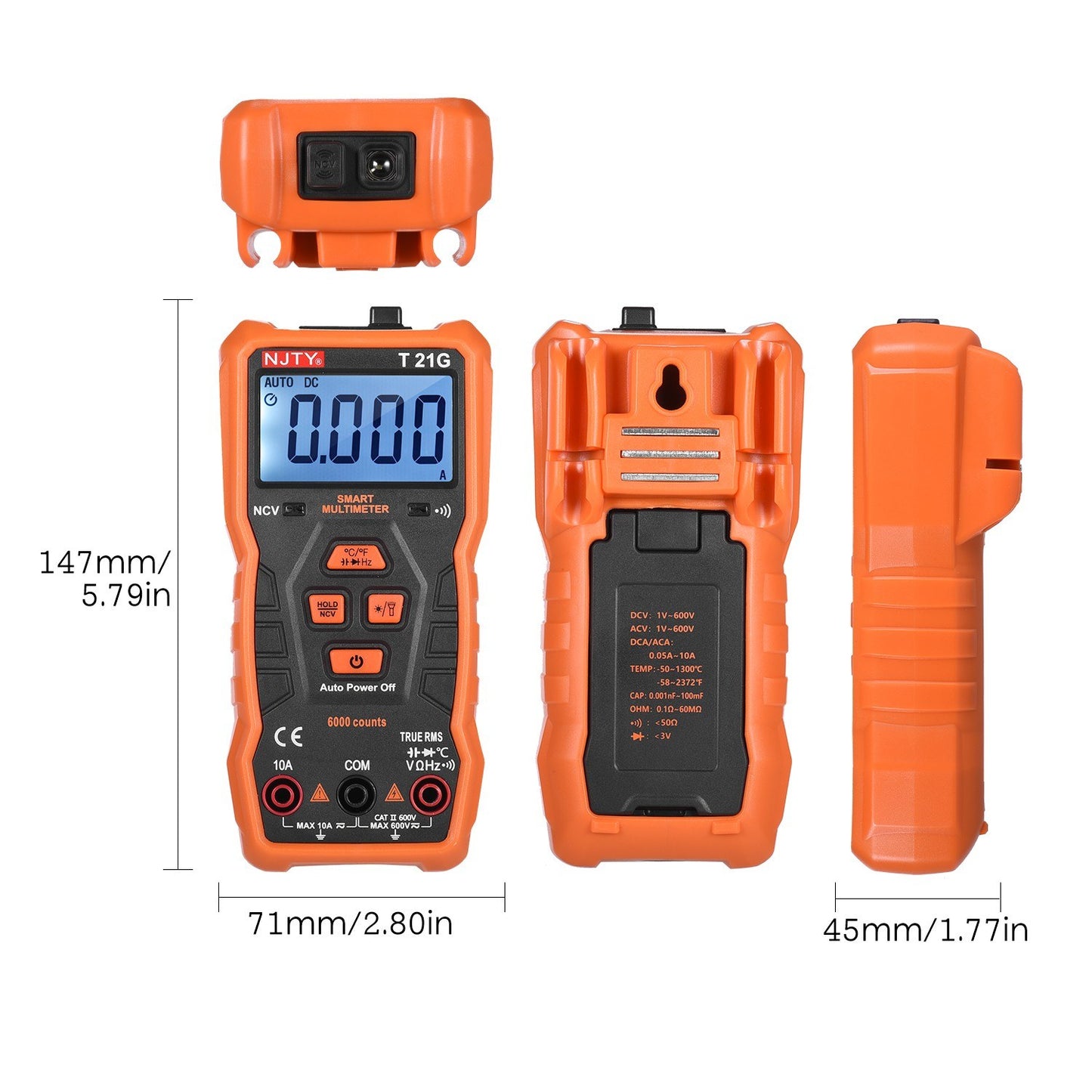 Mini Smart Multimeter 6000 Counts True RMS Universal Meter NJTY T21G