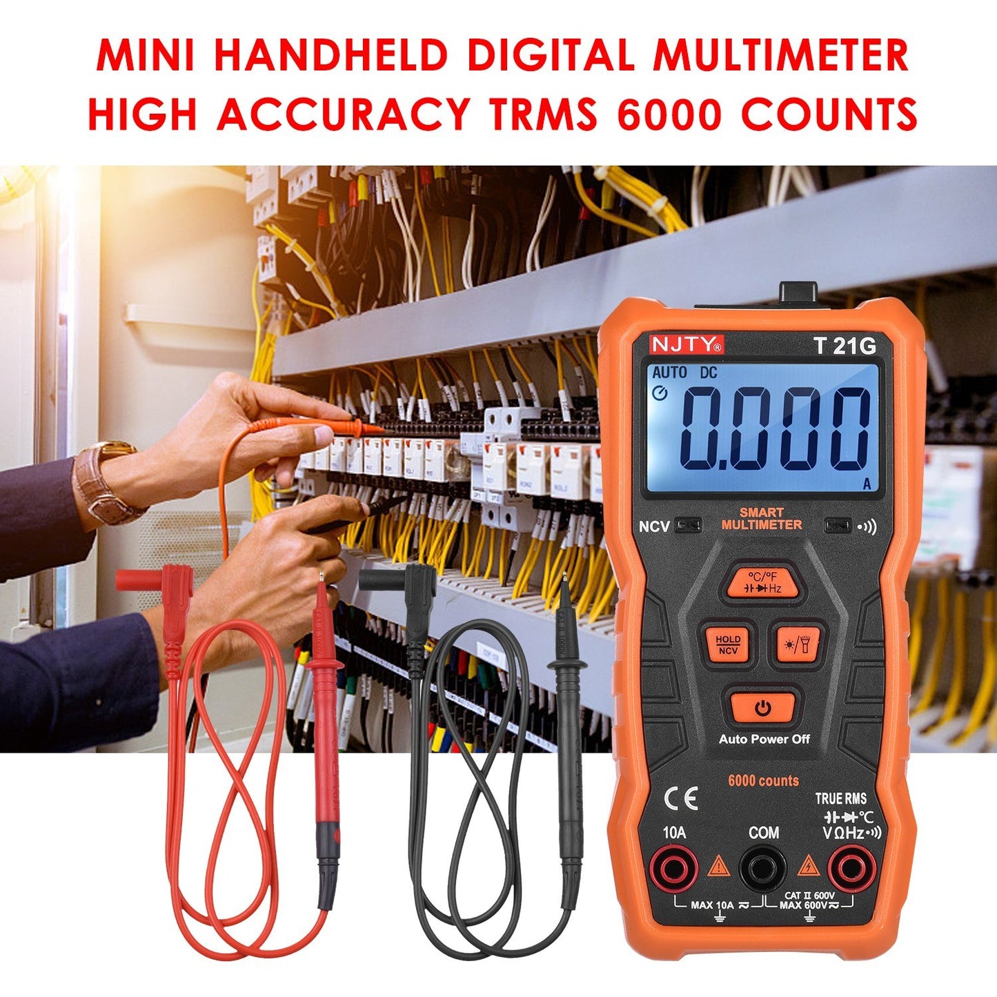 Mini Smart Multimeter 6000 Counts True RMS Universal Meter NJTY T21G