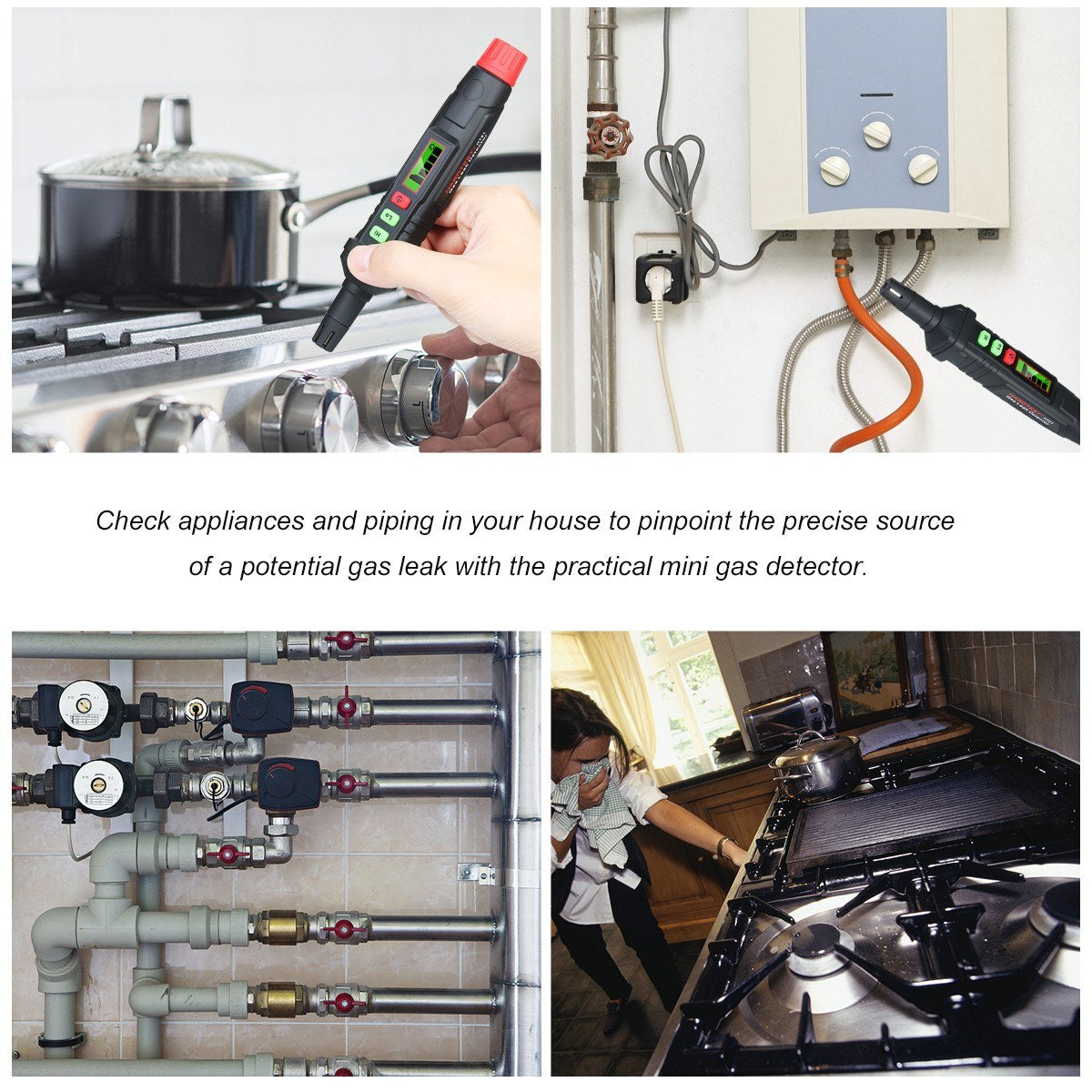 Portable Combustible Gas Leak Detector Alarm by HABOTEST - Detects Propane, Methane, Natural Gas with Audible & Visual Alerts