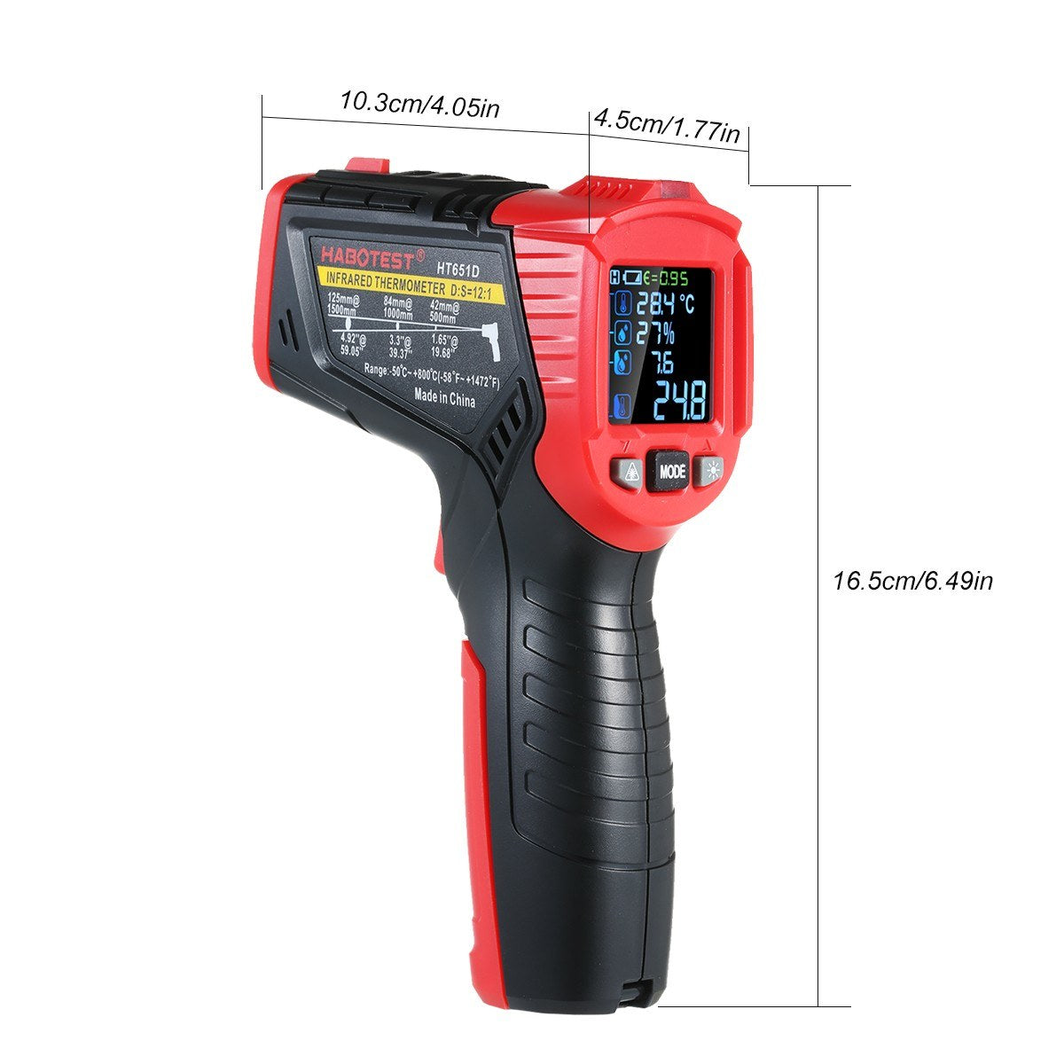 Multifunctional Infrared Thermometer with K-Type Thermocouple, UV Leak Detection, and Adjustable Emissivity for HVAC and Automotive Use