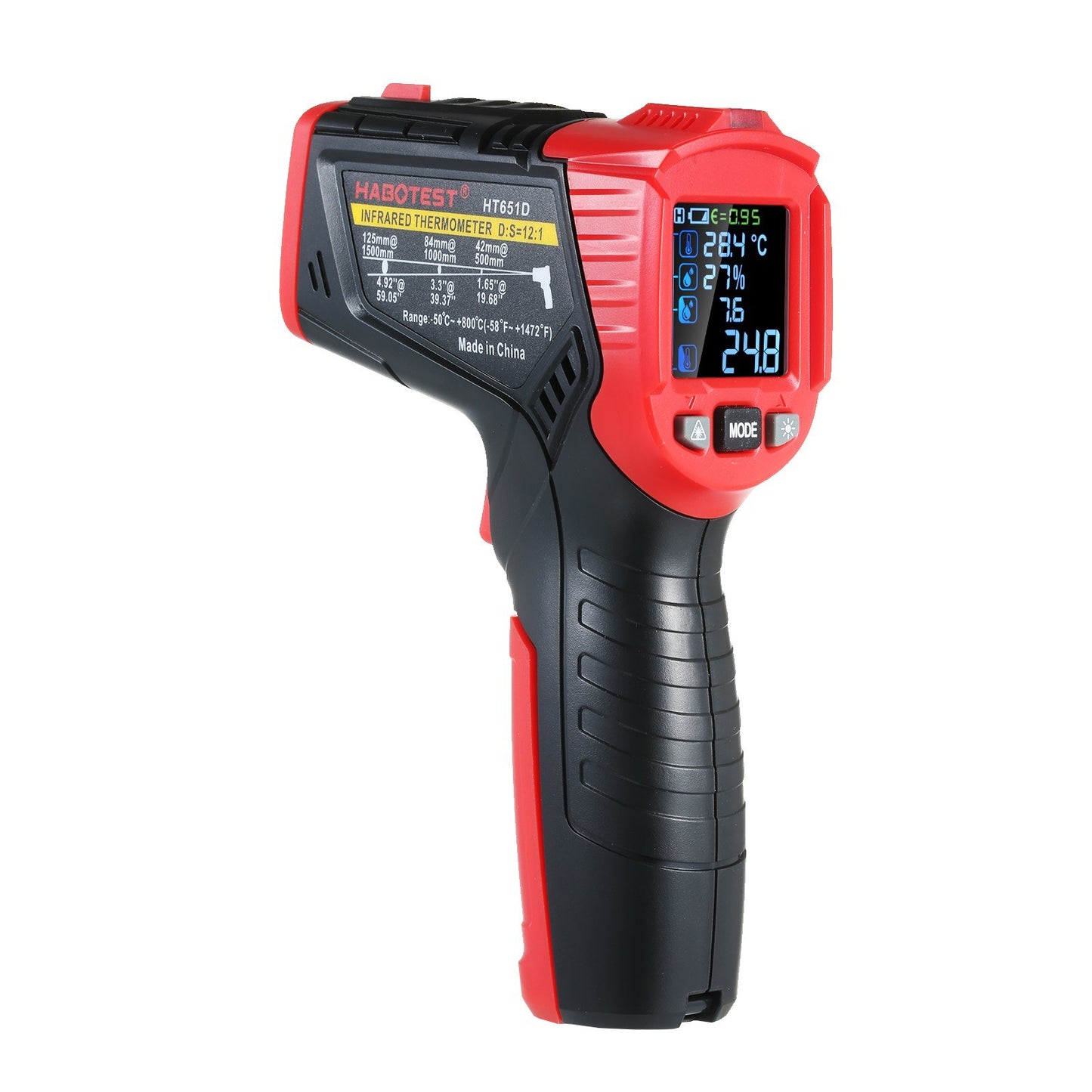 Multifunctional Infrared Thermometer with K-Type Thermocouple, UV Leak Detection, and Adjustable Emissivity for HVAC and Automotive Use