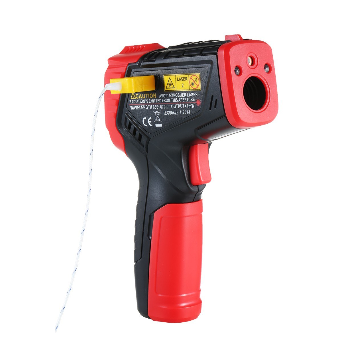 Multifunctional Infrared Thermometer with K-Type Thermocouple, UV Leak Detection, and Adjustable Emissivity for HVAC and Automotive Use