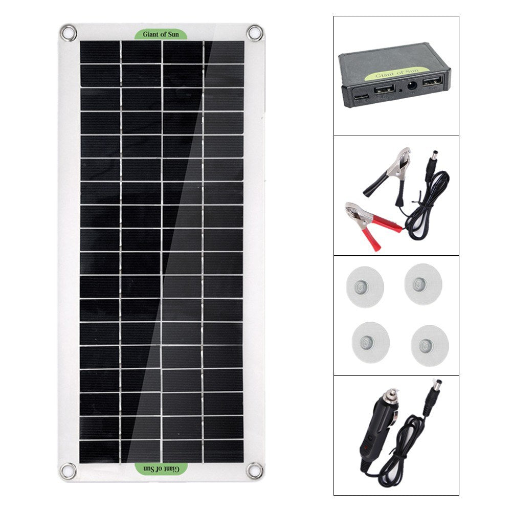 Flexible 30W Polycrystalline Solar Panel for Camping, Car Travel, and Outdoor Emergency Power