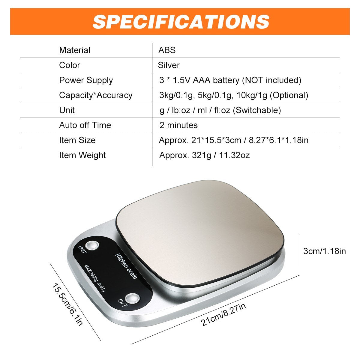 Portable Waterproof 5kg/0.1g High Precision Digital Kitchen Baking Scale