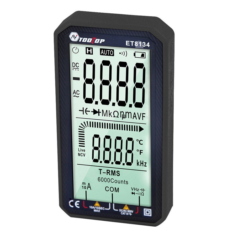 TOOLTOP ET8134 Portable 4.7 LCD Multimeter - DC/AC Voltage & Current, Capacitance, Resistance Measurement with Backlight