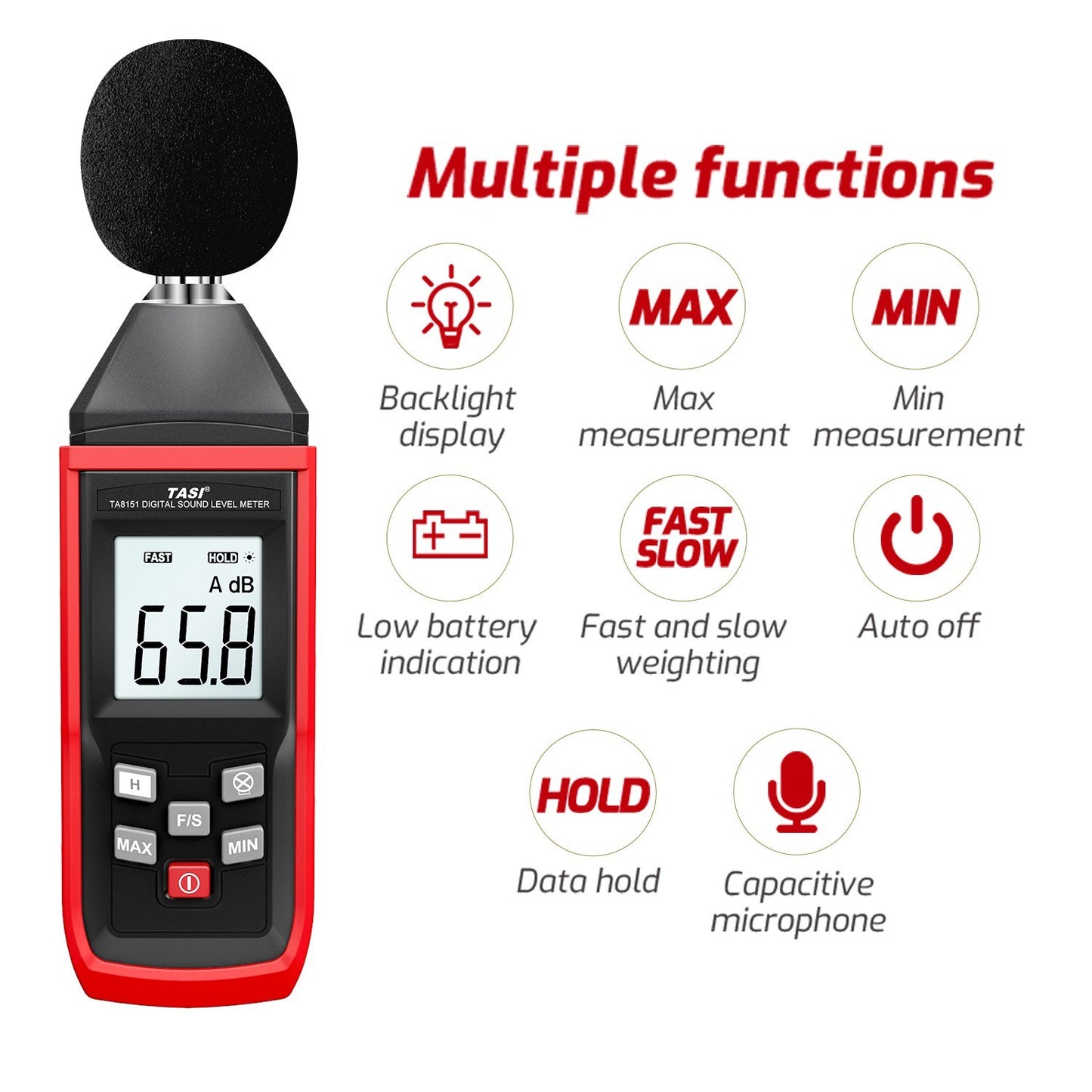 TA8151 Professional Digital Sound Level Meter - High-Precision Handheld Decibel Monitor 30-130dB Noise Tester