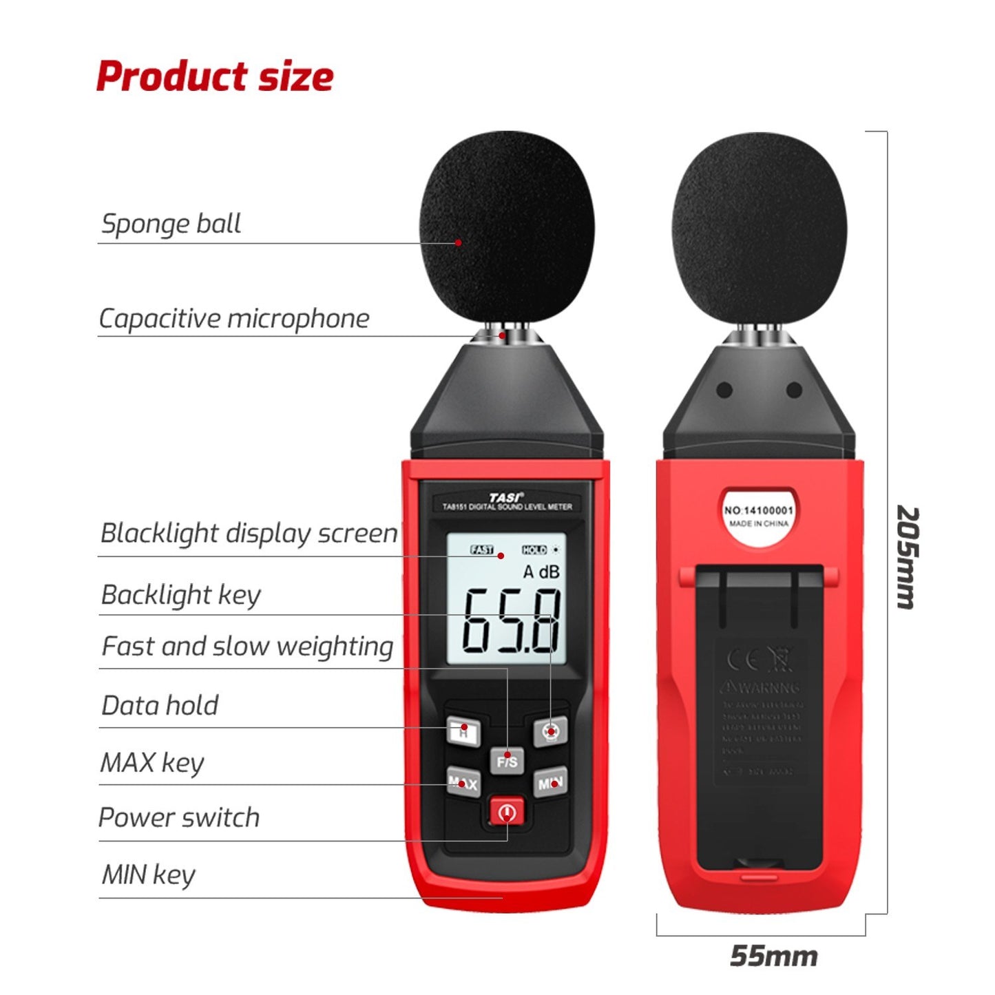 TA8151 Professional Digital Sound Level Meter - High-Precision Handheld Decibel Monitor 30-130dB Noise Tester