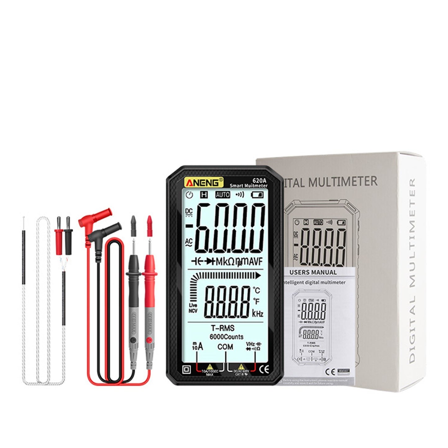 Ultraportable ANENG Digital Multimeter - 4.7 LCD, True-RMS, Auto-Ranging, AC/DC, Amp/Volt/Ohm, Capacitance, Continuity, Temperature, Frequency, Diode & NCV Tester for Electronics & HVAC