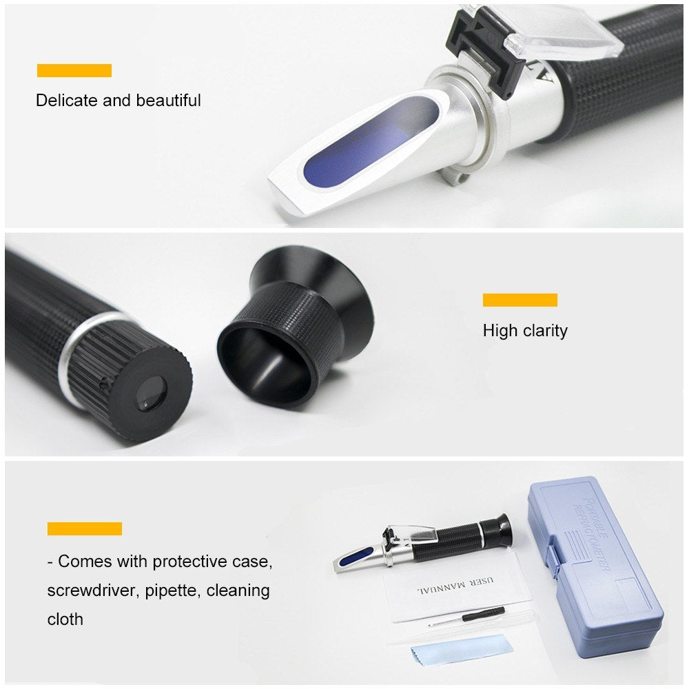 KKmoon 3-in-1 Handheld Honey Refractometer with ATC for Moisture, Brix & Baume in Honey, Maple Syrup & Molasses