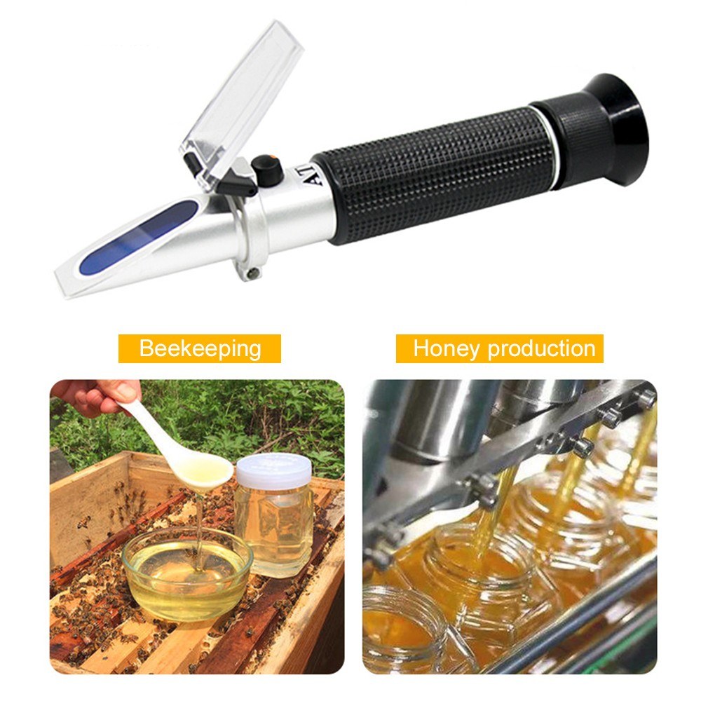 KKmoon 3-in-1 Handheld Honey Refractometer with ATC for Moisture, Brix & Baume in Honey, Maple Syrup & Molasses
