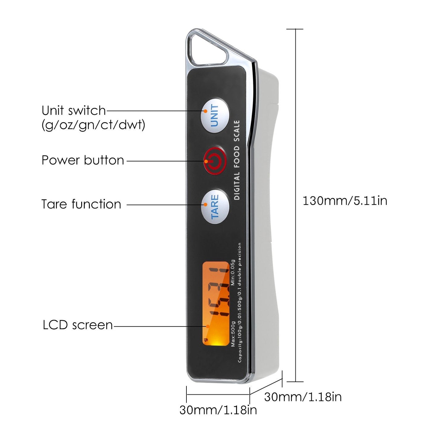 KKmoon Digital Kitchen Spoon Scale with Tare Function, 0.05g-500g Capacity, Supports g/oz/gn/ct/dwt Units