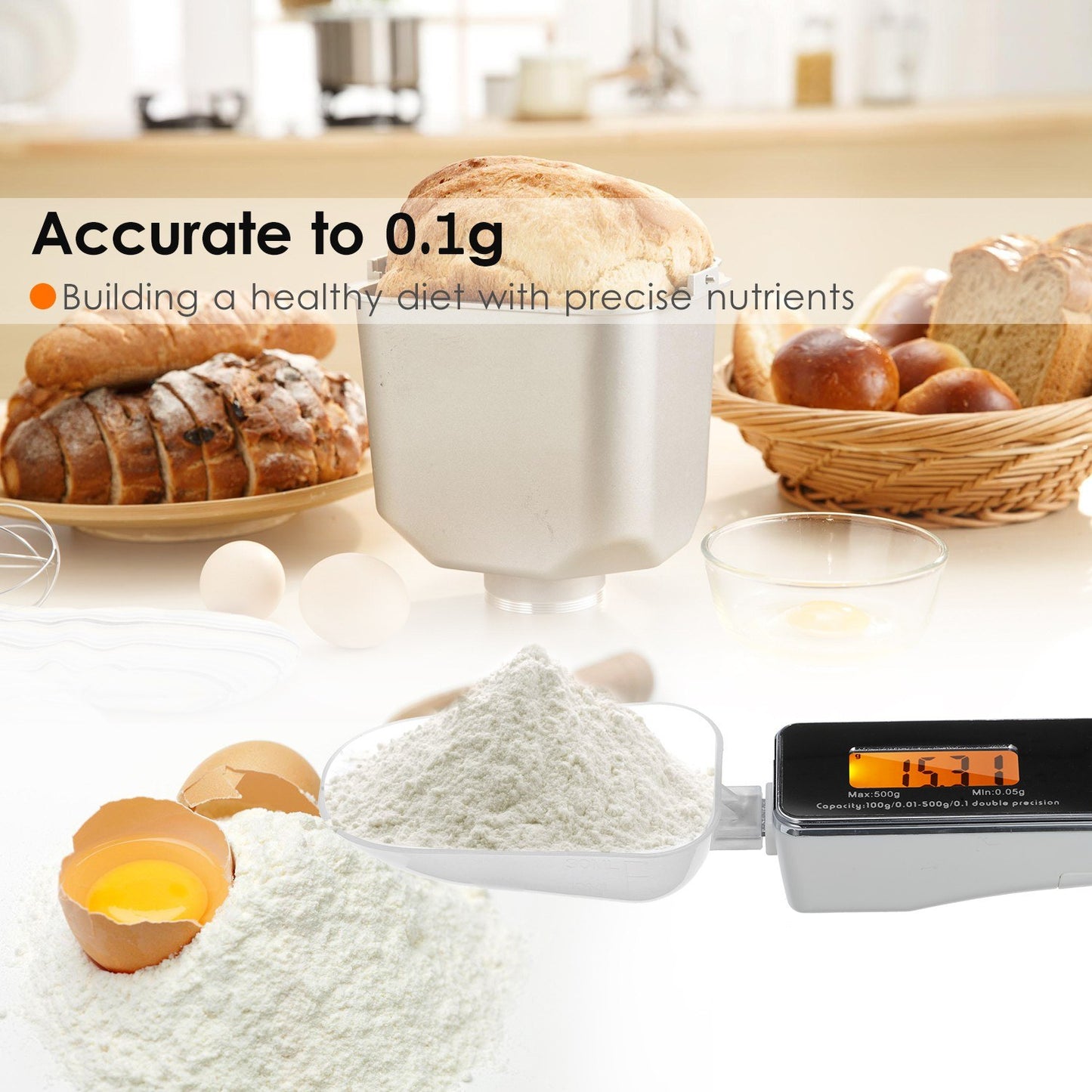 KKmoon Digital Kitchen Spoon Scale with Tare Function, 0.05g-500g Capacity, Supports g/oz/gn/ct/dwt Units